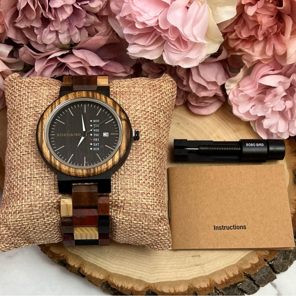 Luxury Multi Tone Colorful Wood Quartz Watch - Picture 13 of 16